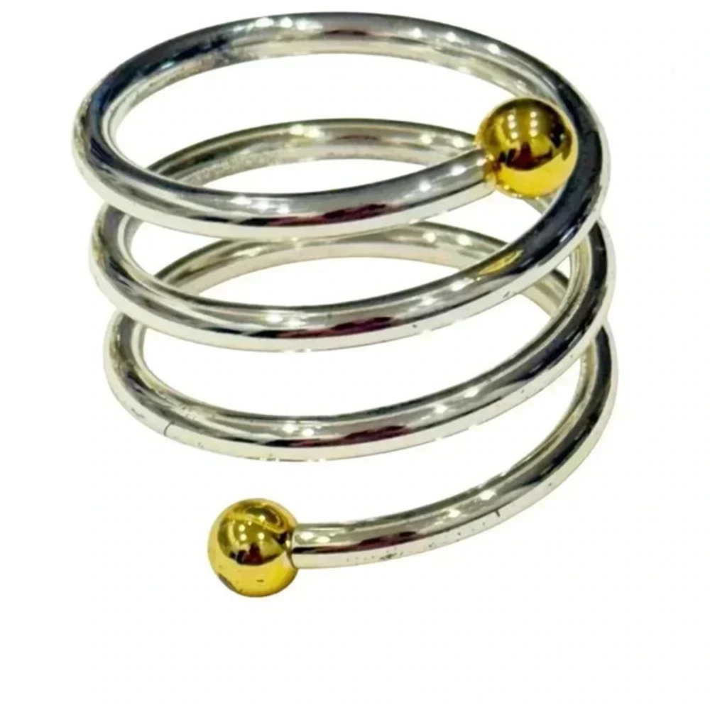 6 Set Kemp & Beady Napkin Silver and Gold Bead Rings